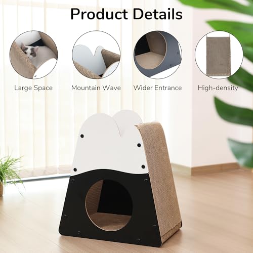 FUKUMARU Cardboard Cat Scratcher, 19.5 Inch Cat Scratching House Indoor | Mountain Shape Vertical Cat Scratcher, Durable Cat Scrathing Pad Board, Kitten Scratching Post for Large Cat, Safe & Secure
