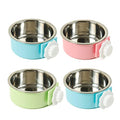 kathson Crate Dog Bowl, Removable Stainless Steel Hanging Pet Cage Bowl Food & Water Feeder Coop Cup for Cat, Puppy, Birds, Rats, Guinea Pigs 4pcs(2×Blue,1×Pink,1×Green) - color: 2×Blue, 1×Pink, 1×Green, size: 4 PCS