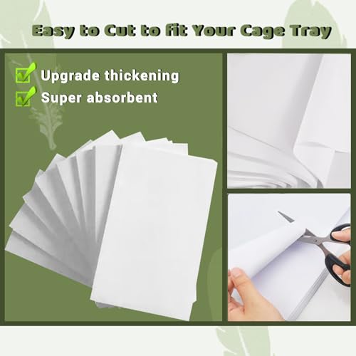 ZIQON 120 Pcs Bird Cage Liner Papers Big Size Cage Paper Liners Disposable Cage Paper Liners Precut Absorbent Cushion Pad Mat Accessories for Pet Bird Parrot (White, 18.5 * 12.2) - size: 18.5*12.2