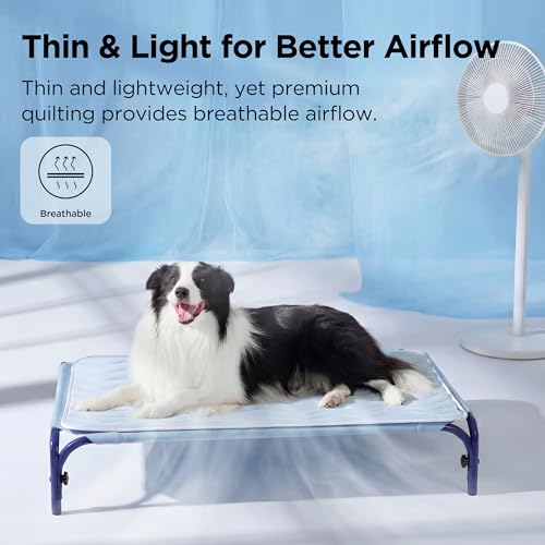 Bedsure Cooling Mat for Large Dogs,Washable Breathable QMax>0.4 Cool Fiber | 35x23In Gel-free Cool-to-touch Fabric to Rapid Cooling,Cold Crate Pad Indoor for Pet,Portable Thin Kennel Mat as Topper,Grey - color: Grey, size: 35" x 23" (L-Crate)