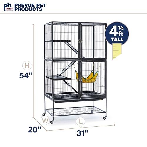 Prevue Pet Products Feisty Ferret Home with Stand, Black Hammertone with Hammock and Suede Ferret Tunnel 485 - style: Feisty Ferret Cage Bundle