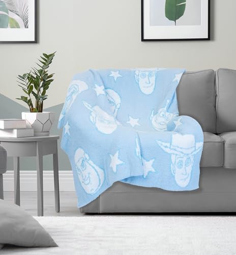 Jay Franco Disney Pixar Toy Story Feather Knit Fluffy Throw Blanket - Woody and Buzz Lightyear Fuzzy Blanket Measures 50 x 60 inch | Super Soft Lightweight Bedding - color: Blue - Toy Story
