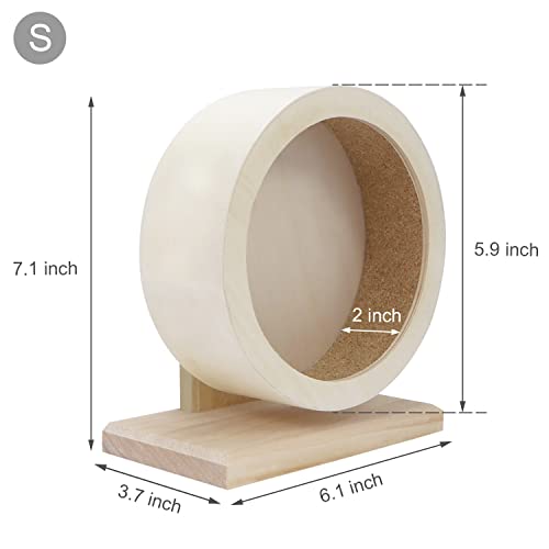 Small Pets Exercise Wheel Hamster Wooden Mute Running Spinner Wheel Play Toy for Rat Gerbil Mice Chinchillas Hedgehogs Guinea Pigs (S) - size: S