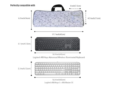 Keyboard Sleeve Travel Case for Logitech MX Keys Keyboard(White) | Keyboard Case with Mouse Storage & Cable and Charger Pouch, Soft Neoprene Waterproof shockproof - color: White