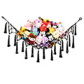 Large Stuffed Animal Net Toy Hammock with Tassel-Corner Hanging Net for Plush Toy Holder Boho Macrame Toy Display,Toy Storage Organizer for Kids Room, Nursery, Bedroom