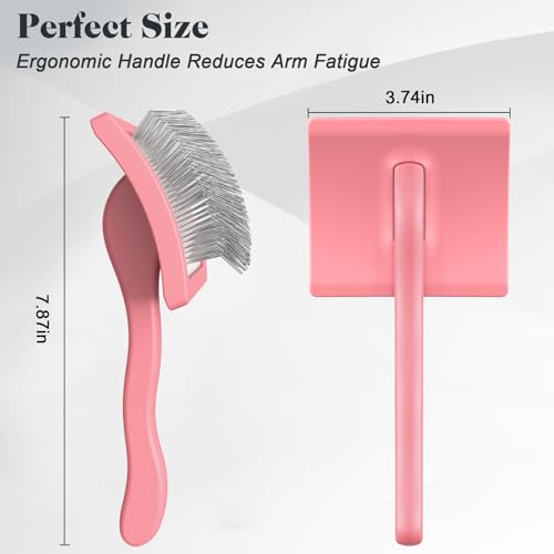 2PCS Slicker Brush for Dogs & Pet Comb,Professional Dog Grooming Brush (Goldendoodles,Poodles,Labradoodles) with Extra Long Pins to Effectively Remove Tangles, Knots and Mats (Light Pink, Large) - color: Light Pink, size: Large