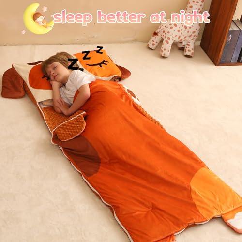 Wizland Sleeping Bag for Kids,Portable Daycare Nap Mat -61.8"×28.3" for 3 4 5 6 7 8 - color: Kid Dog Sleeping Bag