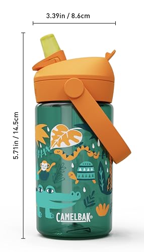 CamelBak Thrive Flip Straw Kids Water Bottle with Bite Valve, Tritan Renew Design for School and Travel, 14oz, Jungle Animals - color: Jungle Animals