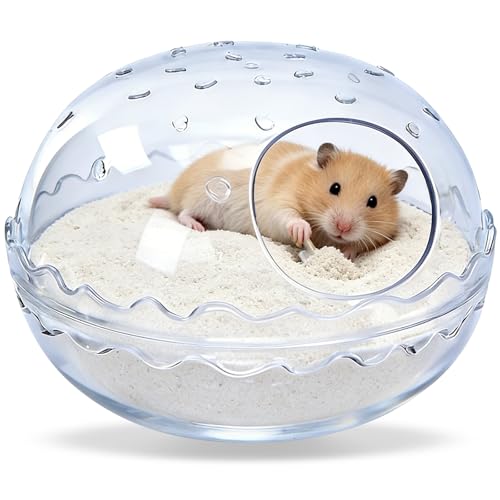 Hamsters Bathtub Box,Hamster Bathroom,dust Bath for Hamster,Hamster Sand Bath Container,Hamster Bath,Hamster Bathing Bowl,Transparent Toilet for for Hamster Cage Accessories (5.5x5.5x4 inch)