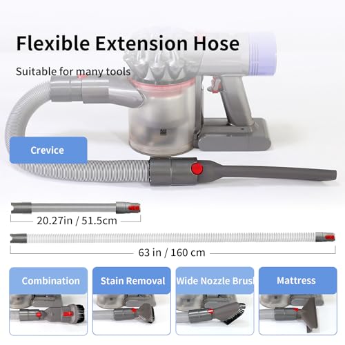 Replacement Attachment Kit compatible with Dyson V7 V8 V10 V11 V15 Cleaner | Flexible Extension Hose Mattress Tool Stiff Brush Soft Bristle and Flexible Crevice Tool for Home Cleaning - color: Home Cleaning Kit