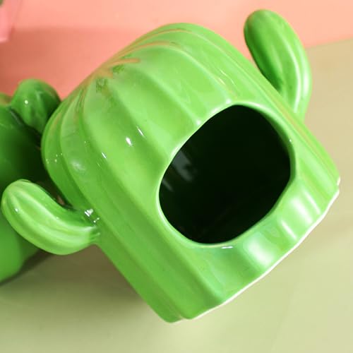 Hamster Hideout Ceramic,Hamster House and Habitats Cool Bed Ideal for All Season Dwarf Gerbil Mice Golden Bear (Green)