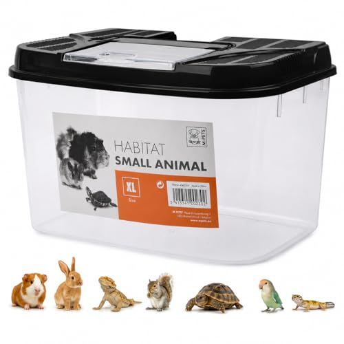 M-PETS Habitat Small Animal Carrier – Portable Travel Cage for Hamsters, Mice & Small Pets, Ventilated Lid, Lightweight Small Animal Transport Box (XL) - size: XL