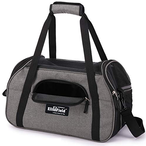 EliteField Soft-Sided Pet Carrier for Cats & Small Dogs (3-Year Warranty) | Airline Approved, Removable Bed & Cover, Built-In Leash, Luggage Sleeve, Seat Belt Loop, Waterproof, Durable, Foldable - color: Charcoal Gray, size: 17.0"L x 9.0"W x 12.0"H