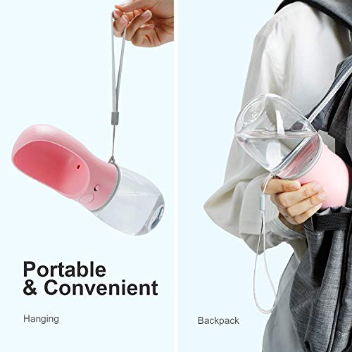DEYACE Dog Water Bottle, Leak Proof Portable Pet Water Bottles for Dogs, Puppy Water Dispenser with Drinking Feeder for Travel (Pink 12oz) - color: Pink 12oz