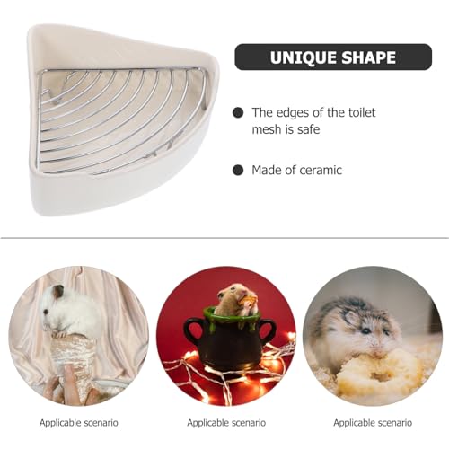 POPETPOP Rabbit Litter Box Ceramic Rabbit Toilet : Rabbit Corner Litter Box Bunny Litter Box Small Animal Litter Box Pet Toilet for Guinea Pigs Hamster Chinchilla Hedgehog, 24x18.5cm, White