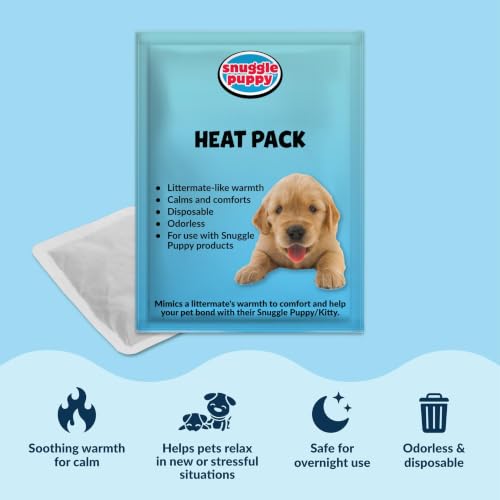 Snuggle Puppy Heartbeat Dog Toy for Puppies, Real-Feel Heartbeat, Calming Sleep Aid and Crate Training Comfort Toy with Heat Pack, Black Plush Design | Calming heartbeat toy, crate training comfort, heat pack, new puppy essentials, first nights, sleep, me