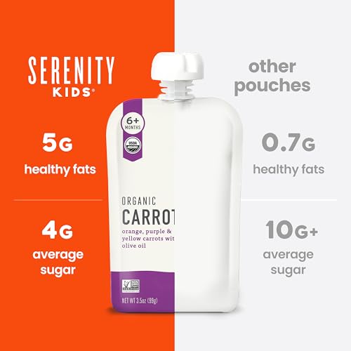 Serenity Kids Baby Food Pouches, No Added Sugar, 5g Protein, 3.5 Oz,18 Pack | Lower-Sugar, Protein-Fueled, Organic Ingredients, Recyclable, Meat & Veg Variety, Veggie-First Baby Snacks - size: 3.5 Ounce (Pack of 18)