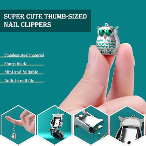 Owl Keychain Nail Clipper,Foldable 2-in-1 Stainless Steel with File(Black) | 2-in-1 Built-in Nail File | Compact | Zinc Alloy | Gift | Camping Travel | Silver Black Gold Rose Gold - color: Black