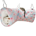 LEFTSTARER Hanging Tunnel for Small Animals Guinea Pig Accessories Sugar Glider Cage Accessories Hamster Rat Toys Ferret Hammock（Heart-Pink） - color: Pink