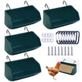 Fence Hanging Chicken Feeder - 4 Pack Feed Trough with Clips for Goat Duck Sheeple Horse Goose, Pig Poultry, Chicken Feeder Bucket Feeding Container for Livestock (Green) - color: Green