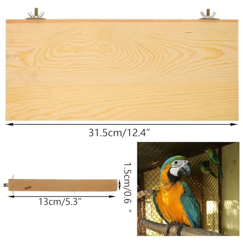 4 Pack 5 x 12 Inches Bird Perches - Natural Wooden Flat Bird Perch - Rectangle Bird Perch Stand Platform for Parrot, Budgies, Parakeet, Cockatiels, Conure, Lovebirds