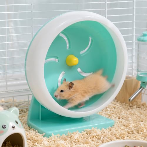 7 Inch Silent Hamster Exercise Wheel with Stand,Ultra Quiet Running Wheel for Dwarf Hamsters,Gerbils & Mice,Safe Anti-Slip Acrylic Spinner,Stable Detachable Design for Indoor Small Pet Cage