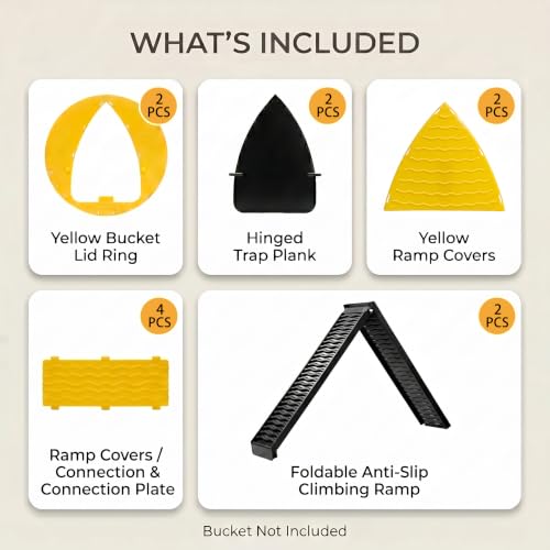 Bucket Mouse Trap- 5 Gallon Bucket Mouse Trap Lid Mouse Rat Trap- Automatic Reset Flip and Slide Mouse Trap Humane Mouse Rat Traps for Indoor Outdoor Use Pet Friendly (Yellow-2packs)