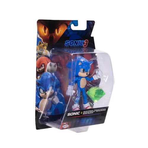 Sonic The Hedgehog Sonic 3 Movie 5" Action Figures: Sonic with Emerald Wave #3 | Sonic The Hedgehog Movie 5 Inch Action Figure Wave 3 - Sonic with Emerald - color: Sonic With Emerald
