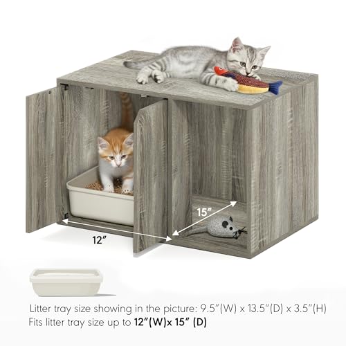 Furinno Peli Small Litter Box Enclosure, French Oak Grey - color: French Oak Grey, size: Small