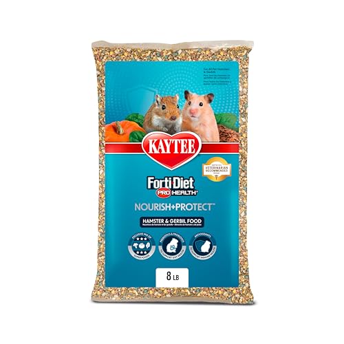 Kaytee Forti-Diet Pro Health Nourish+Protect Hamster and Gerbil Food, Comprehensive Nutrition Backed by Science, Digestive Health, Immune Support, 8 Pounds - size: 8 Pound (Pack of 1)