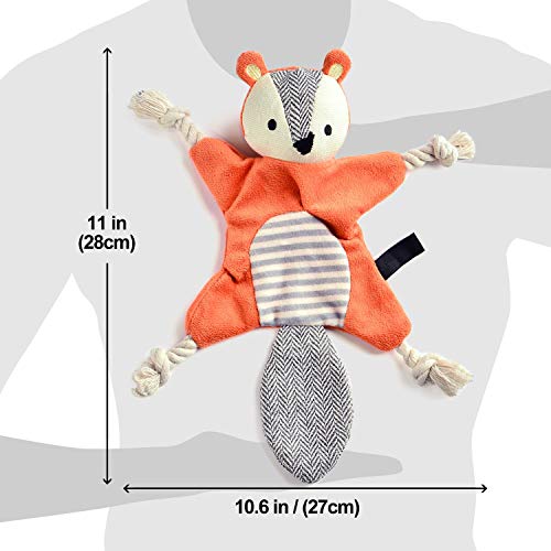 Vitscan Squirrel Plush Toy, Stuffless Dog Chew Toy with Rope Knots, Crinkle Squeaky Toy for Small Dogs