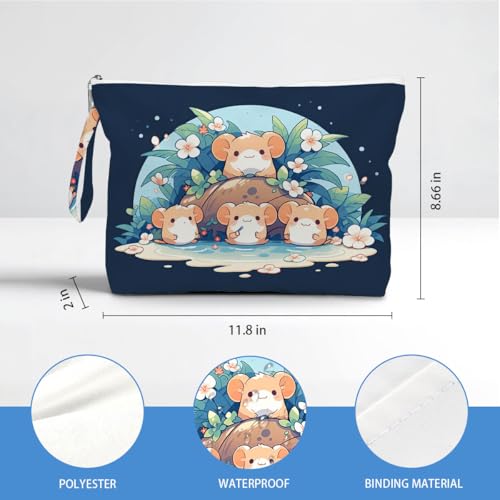 ENGVZ Wet Dry Bag, Waterproof Travel Pouch, Large Zipper Bag For Swimsuits, Diapers, Toiletries, Makeup, Women And Girls Cute Hamster Family In Tropical Flowers - color: Mouse