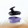 All-purpose Dog Shampoo Bath Brush,Pet Grooming & Soothing Massage Silicone Brush,Fits Ergonomically in the Hand for Long Short Haired Dogs and Cats(Black Purple) - color: Black Purple