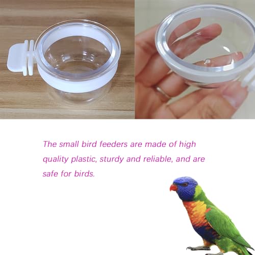 8 Pcs Small Bird Removable Transparent Bowl, Parrot Food Feeder with 8 Pcs Small Food Cups for Canary Finch Parrot Small Animal, White + Clear