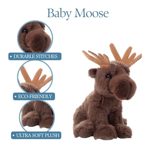 The Petting Zoo Moose Stuffed Animal Plushie, Gifts for Kids, Wild Onez Babiez Wildlife Animals, Moose Plush Toy 6 inches - color: Moose