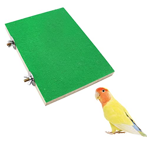 Dnoifne 7.9×5.9 Inches Large Bird Perch Stand Platform, Natural Wooden Bird Cage Accessories, Bird Stand Perch with Rough Quartz Sand Surface for Parrot, Parakeet, Budgies, Cockatiel, Rats - size: 7.9 × 5.9 Inches Green