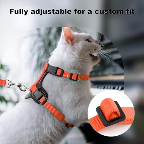 Plutus Pet Adjustable Cat Harness and Leash Set, with Leather Trim | Quick Release, Escape Proof Nylon Vest, for Kitten Small Medium Large Cats, Orange - color: Orange