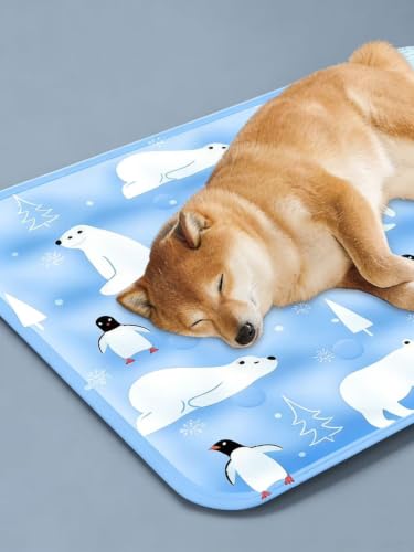Water-Fillable Pet Cooling Mat, Pressure Activated Gel Cooling Pad for Dogs & Cats, Durable & Scratch Resistant, Perfect for Hot Weather to Prevent Overheating (88, Blue Bear, Large) - color: blue bear, size: 19.7*23.6