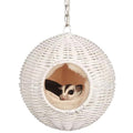 Sugar Glider Woven Spherical Nest for All Seasons Small Animal Bed Nest Hanging Hammock Bed Comfortable Fit Squirrel Sugar Glider Gerbil Rat Hamster Bird Parrot (White) - color: White