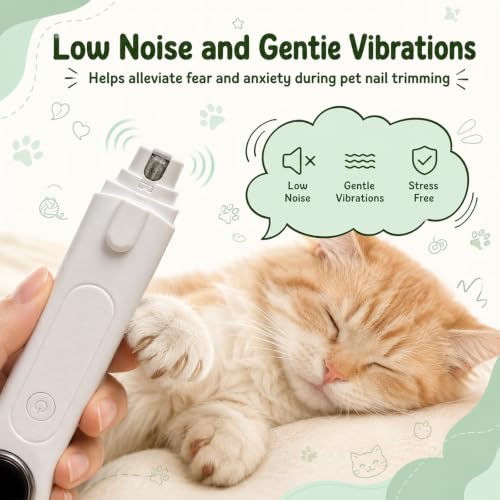 2-in-1 Dog Nail Clippers with LED Light and Grinder, Quiet Rechargeable Pet Nail Trimmer with Dust Collector, Quick Sensor Grooming Tool for Dogs and Cats, Black Nails