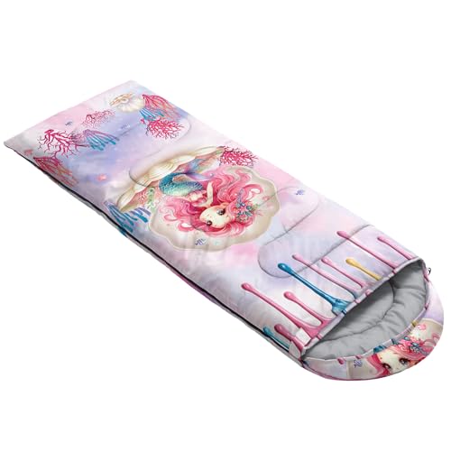 HOSIMA Dear Hunting Pattern Cold Weather Sleeping Bags for Kids Adults. | Black Light Weight Waterproof Sleeping Bags for Outdoors Hiking - color: Pink-b