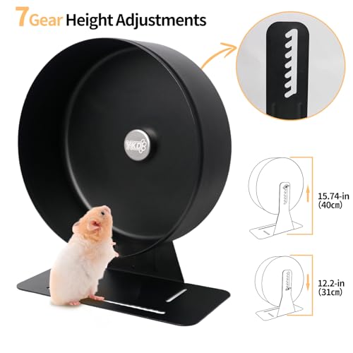 11.8" Aluminum Alloy Silent Hamster Exercise Wheel | Noiseless Running Wheel for Syrian Hamsters, Fancy Rat, Hedgehogs and Small Pets (Base-Black) - color: Black
