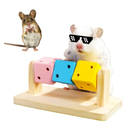 Hamster Chew Toy Wood Platform - Colorful Wooden Block for Small Animals Like Chinchilla, Gerbil, Guinea Pig, Rat, Chipmunk, Squirrel, Sugar Glider, Dwarf Hamster - Teeth Grinding, Exercise