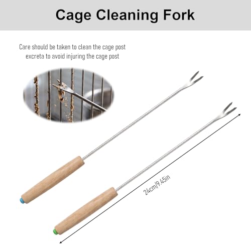 4-Piece Bird Poop Remover Brush Kit, Bird Cage Cleaner+ | Stainless Steel Poop Remover Tool Set for Parakeet, Parrot, Rabbit, Hamster, and Small Animal Cage Cleaning Accessories