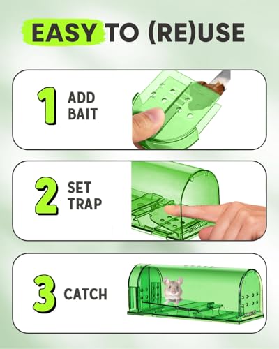 Motel Mouse Humane No Kill Mouse Traps Live Catch & Release - 2 Pack | Kid & Pet Friendly • No Touch Release • Reusable Design • Easy to Use • Humane