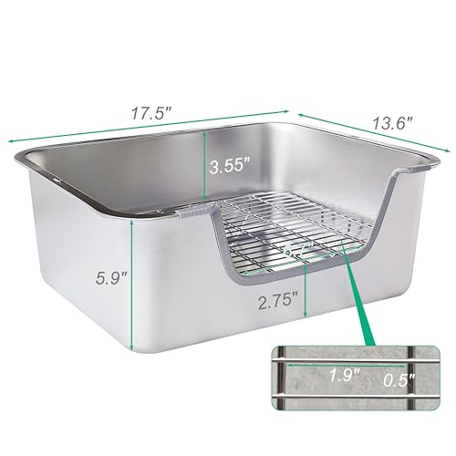 Stainless Steel Sifting Litter Box for Rabbit (L) - size: Large