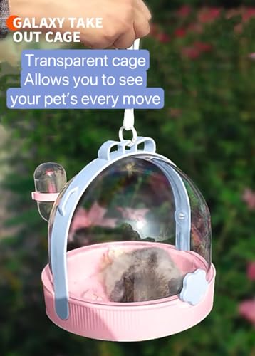 TUTU&LELE Travel Cage for Dwarf Hamster Mice Small Pets Hand Crossbody Carrier with Warm Plush Pad & Water Bottle (Blue) - color: Blue