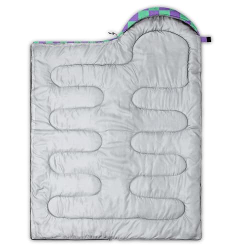Sleeping Bags for Adults and Kids Backpacking Camping Sleeping Bags for Girls and Boys Lightweight Waterproof Cold/Warm Sleeping Bag for All Season - color: Blud and White Check