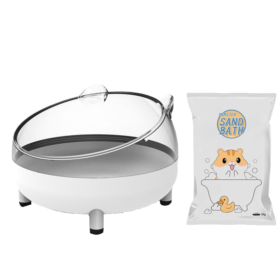 Meow&Woof Hamster Sand Bath Container, Large Sandbox Toilet Gerbil Batheoom, Tiny Chinchilla Dust Bathtub Sand Bath Box for Hamster Cage Accessories 6.5 Inch-White