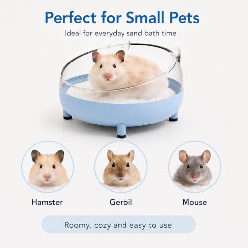 Meow&Woof Hamster Sand Bath Container, Large Sandbox Toilet Gerbil Batheoom, Tiny Chinchilla Dust Bathtub Sand Bath Box for Hamster Cage Accessories 5.2 Inch - Blue - color: Blue